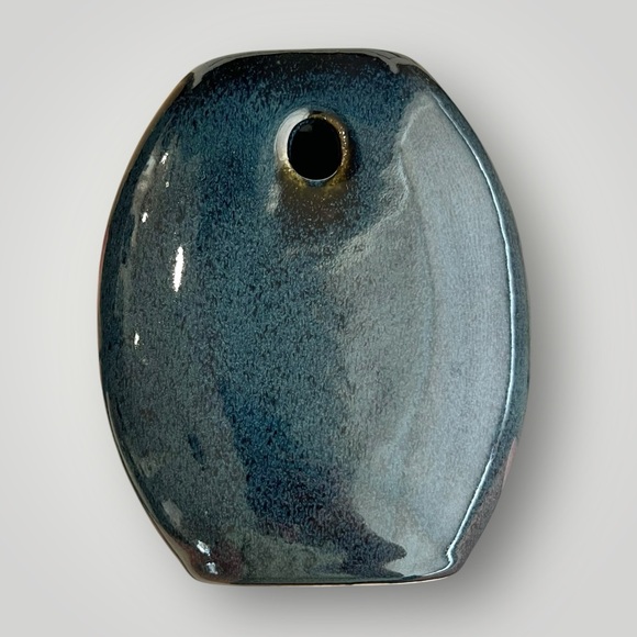 Turkel Navy Pottery Mini Vase Gently Used 4in X 5in Gift Collectible - Picture 7 of 10